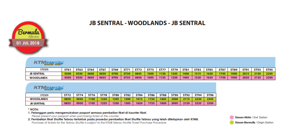 time table for train from singapore to jb - city square jb